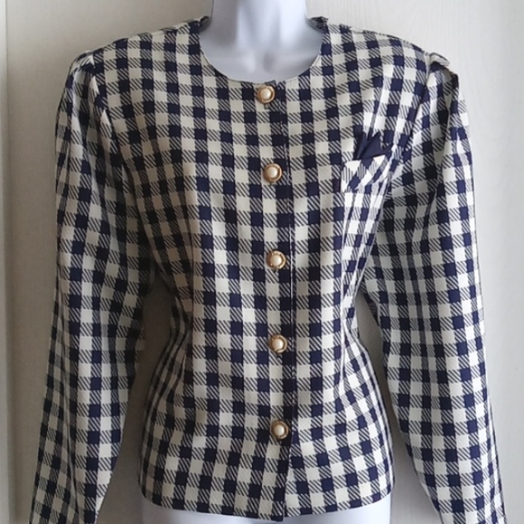 ⭐️Host Pick⭐️  Vintage D'ALLAIRDS | Blue and White Checkered Jacket - Picture 11 of 11